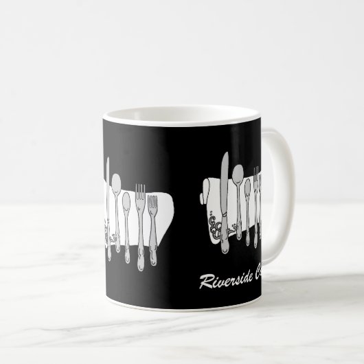 Mug Restaurant Personnalisé Musique Noir Blanc (Devant droit)