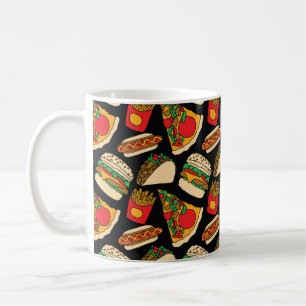 Mug restauration rapide pizza hamburger hotdog frites