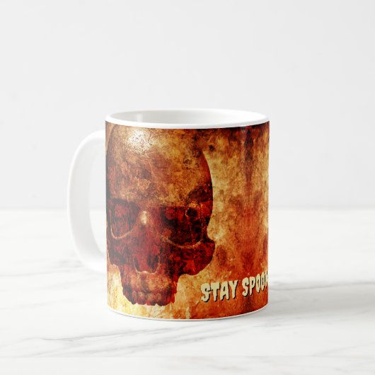 Mug Reste Éffrayant. Crâne humain 3D. (Devant gauche)
