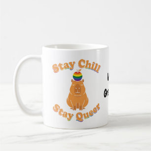 Mug Reste Rétro Calme Reste Fier Capybara Arc-en-ciel