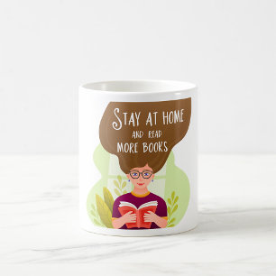 Mug Restez à la maison Lisez plus de livres Amateur de
