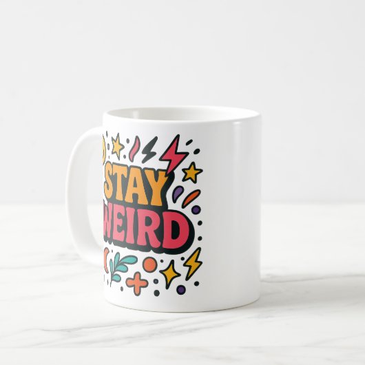 Mug Restez bizarre Drôle Retro DoodMug (Devant gauche)