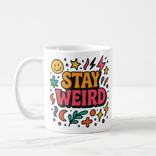 Mug Restez bizarre Drôle Retro DoodMug (Gauche)