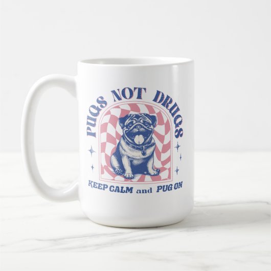 Mug Restez calme et Carlin sur les Carlins rétro et no (Gauche)