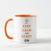 Mug Restez calme et effrayant sur Orange Texte Hallowe (Gauche)