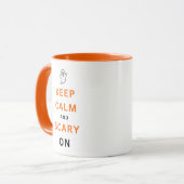 Mug Restez calme et effrayant sur Orange Texte Hallowe (Devant gauche)