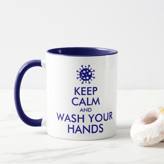 Mug Restez Calme Et Lavez Vos Mains Coronavirus (Avec donut)