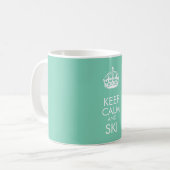 Mug Restez calme et skier - personnaliser texte et cou (Devant gauche)