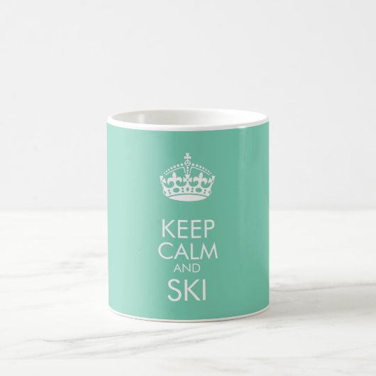 Mug Restez calme et skier - personnaliser texte et cou (Centre)