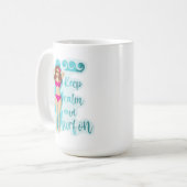 Mug Restez calme et surf sur la brune fille (Devant gauche)