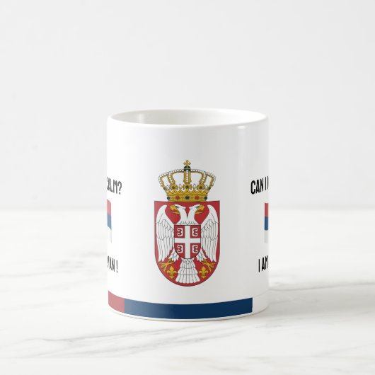 Mug Restez calme Serbie & Texte drôle, Drapeau Serbe (Centre)