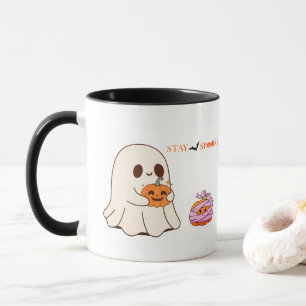 Mug Restez Éffrayant Cute Ghost & Citrouille Halloween