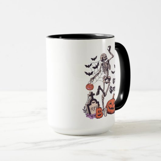 Mug Restez Éffrayant Halloween Skeleton Spider Bat Cit (Devant droit)