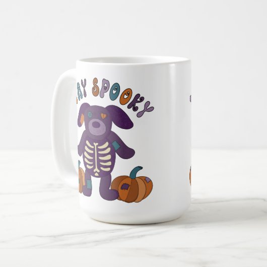 Mug Restez Éffrayant Skeleton Dog Halloween (Devant gauche)