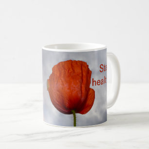 Mug Restez en bonne santé avec la fleur rouge