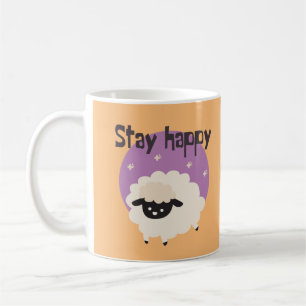 Mug Restez heureux Kawaii mignon drôle mouton blanc vi