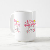 Mug Restez Pawsitif – Conception de citation motivante (Devant gauche)