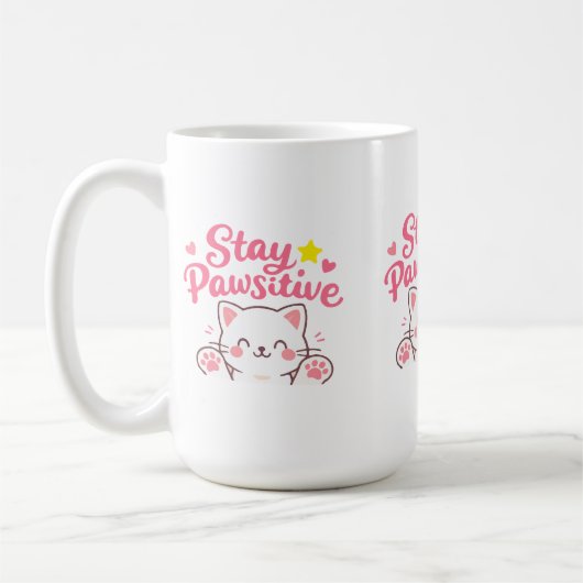 Mug Restez Pawsitif – Conception de citation motivante (Gauche)