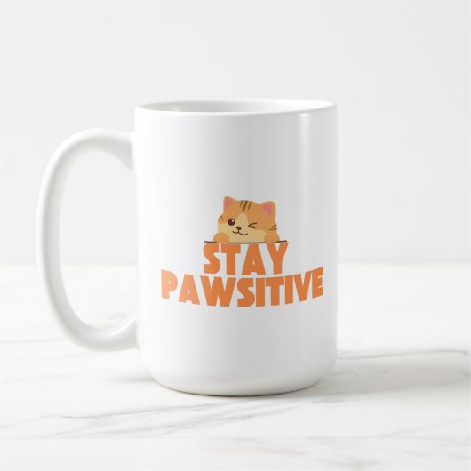 Mug Restez Pawsitif Création de Chat Mignon Clin d'œil (Gauche)