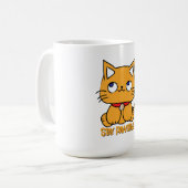 Mug Restez Pawsitif Dessin Animé de Chat Drôle Mignon (Devant gauche)
