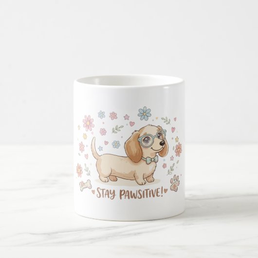 Mug Restez Pawsitive Mignon Teckel (Centre)
