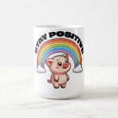 Mug Restez positif Rainbow Pig Sticker Design (Centre)