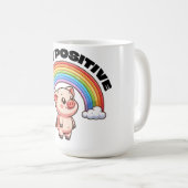 Mug Restez positif Rainbow Pig Sticker Design (Devant droit)