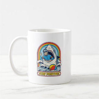 Mug Restez positif requin rétro été