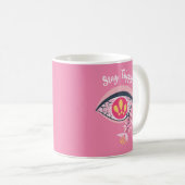 Mug Restez Trippy Oeil rose floral psychédélique (Devant droit)