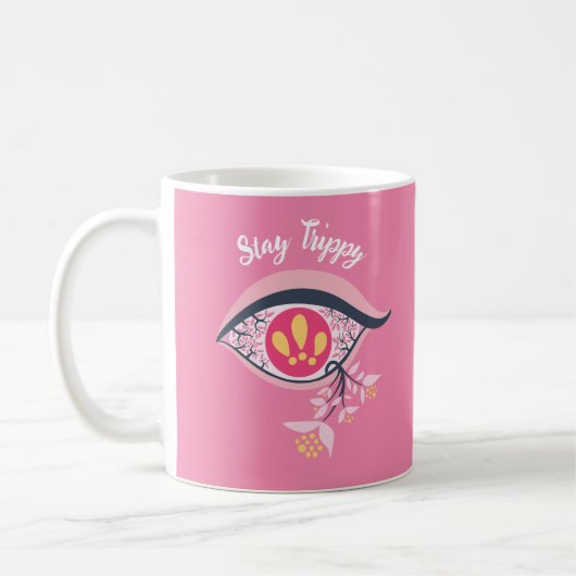 Mug Restez Trippy Oeil rose floral psychédélique (Gauche)
