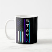 Mug Restez Turquoise Violet Ruban Usa Drapeau Préventi (Gauche)