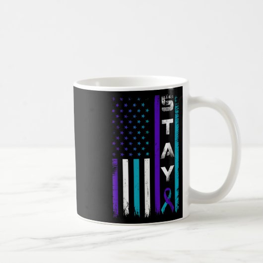 Mug Restez Turquoise Violet Ruban Usa Drapeau Préventi (Droite)