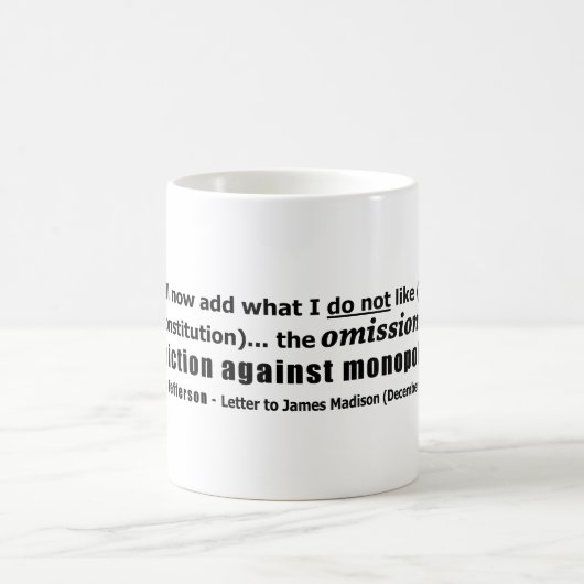 Mug Restriction contre des monopoles Thomas Jefferson (Centre)