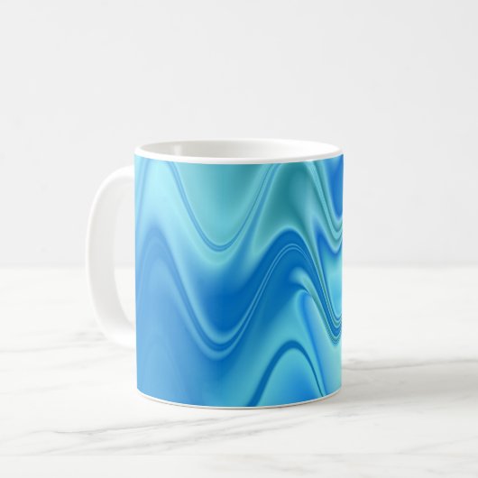 Mug Résumé Bleu Ondulé Abstrait (Devant gauche)