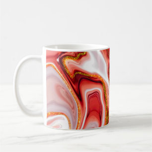 Mug Résumé de marbre fluide en or corail Art