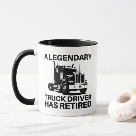Mug Retired Truck Driver Gift Legendary Trucker Retire (Avec donut)