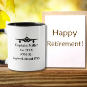 Mug Retirement Pilot Airplane Minimalist Black Custom