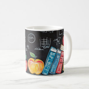 Mug Retour à l'école, avec des livres colorés, des pom