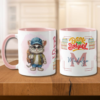 Mug Retour À L'École Chat Porte-Sacs À Dos Customisé