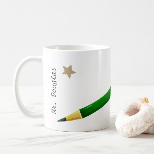 Mug Retour à l'école Enseignants Nom Crayon vert class (Avec donut)
