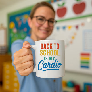 Mug Retour à l'école est ma musique cardio; enseignant