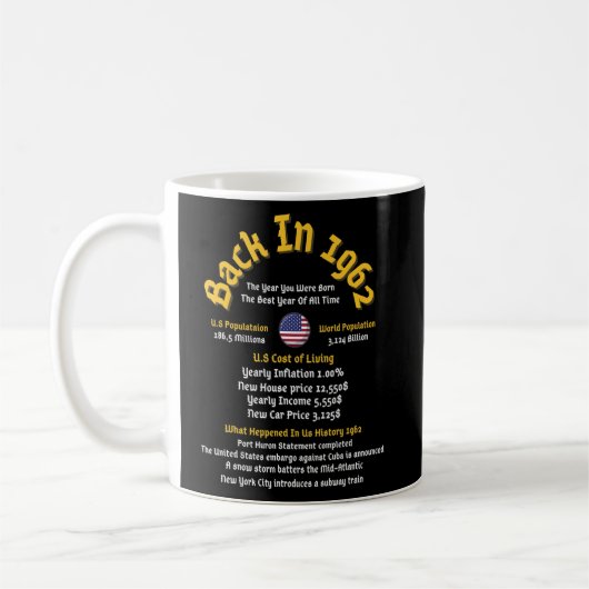 Mug Retour En 1962 L'année de votre naissance - 60e an (Gauche)