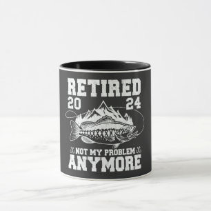 Mug Retraité 2024 Pas mon problème Plus drôle Pêche