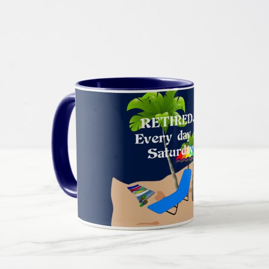 Mug Retraité, chaque jour est le samedi, (Devant gauche)
