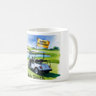 Mug Retraite de golf avec voiturette de golf sur le pu