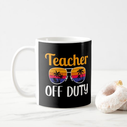 Mug Retraite de l'enseignant, Lunettes de soleil, Hors (Avec donut)