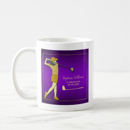 Mug Retraite Golf Party Classique Violet Golden Woman (Gauche)