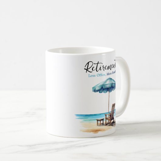 Mug Retraite, moins de bureau, plus de plage (Devant droit)