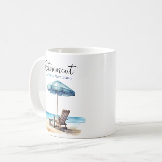 Mug Retraite, moins de bureau, plus de plage (Devant gauche)