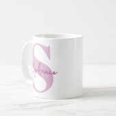 Mug Retraite | Monogramme Moderne Rose Initiale Collèg (Devant gauche)